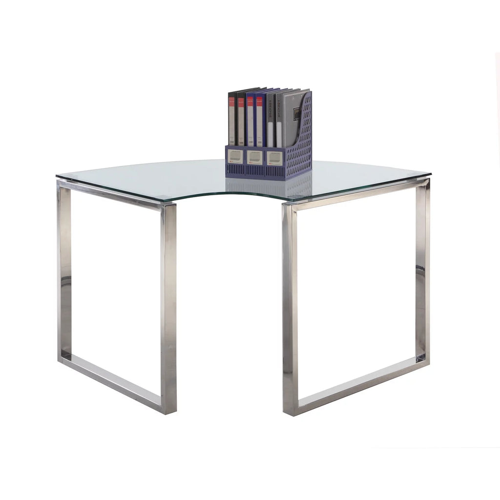 Contemporary Corner Desk with Glass Top H47878