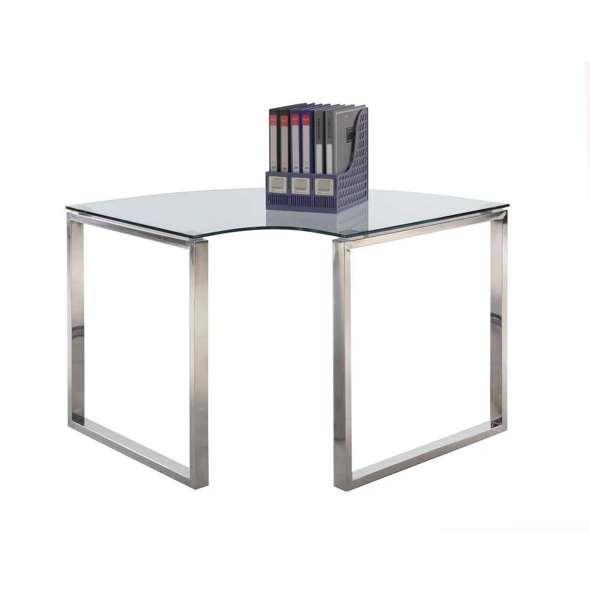 Contemporary Corner Desk with Glass Top H47878