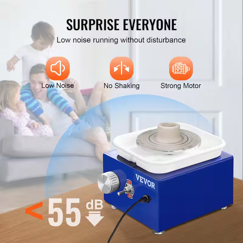 Mini Pottery Wheel 2-Turntables Ceramic Clay Forming Machine 30-Watts 0-300 RPM F291351