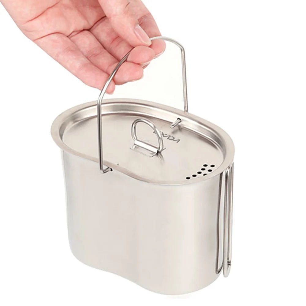 Stainless Steel Camping Cookware Pot and Wood Stove Set L7647