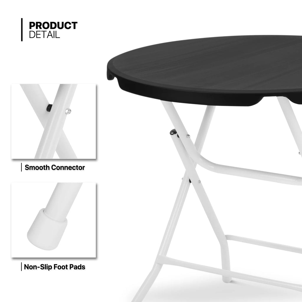 7 Pieces 2.6 FT Folding Round Black Table and Chair Set M477664