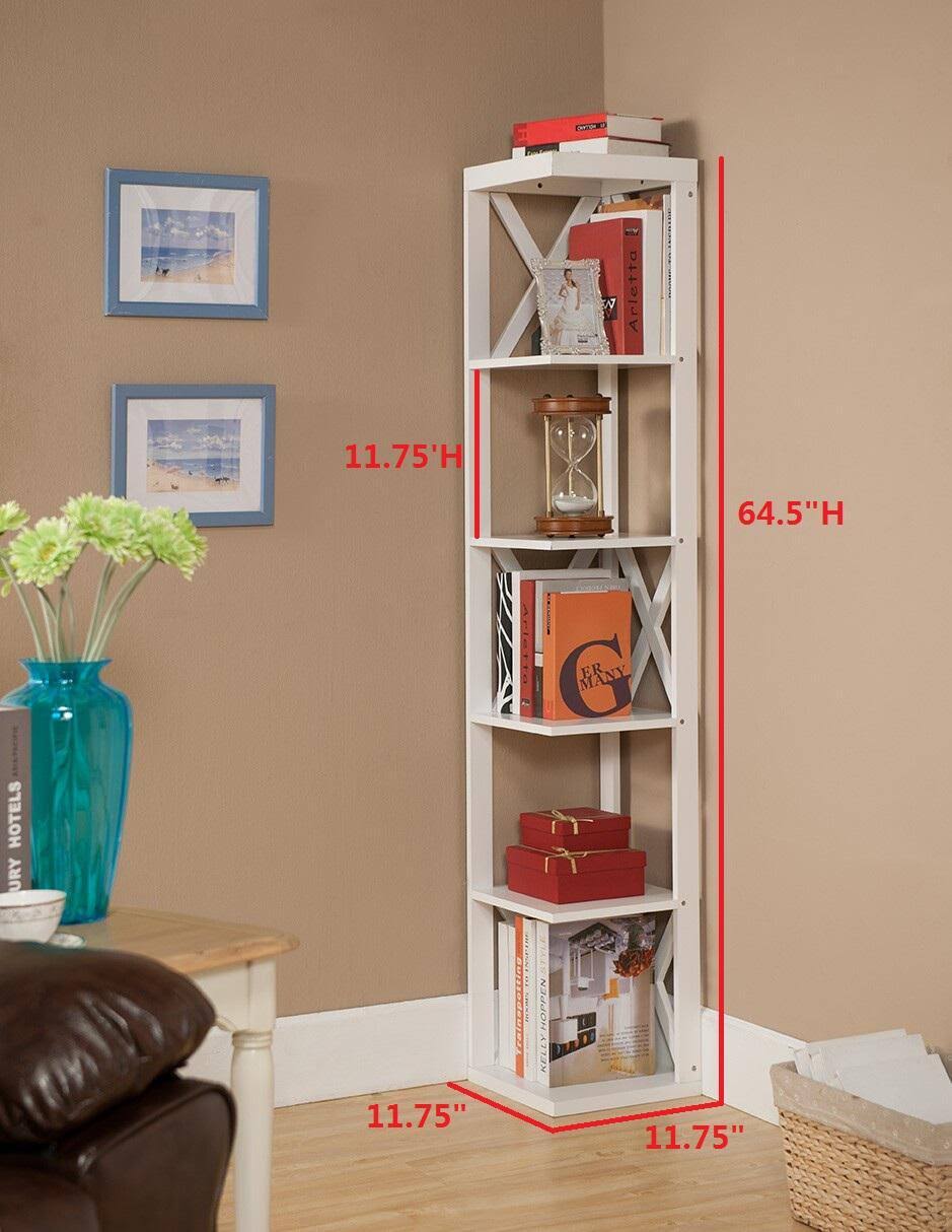Espresso Wood 5 Tier Corner Bookcase X354924