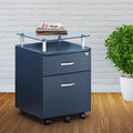 Rolling File Cabinet with Glass Top K384