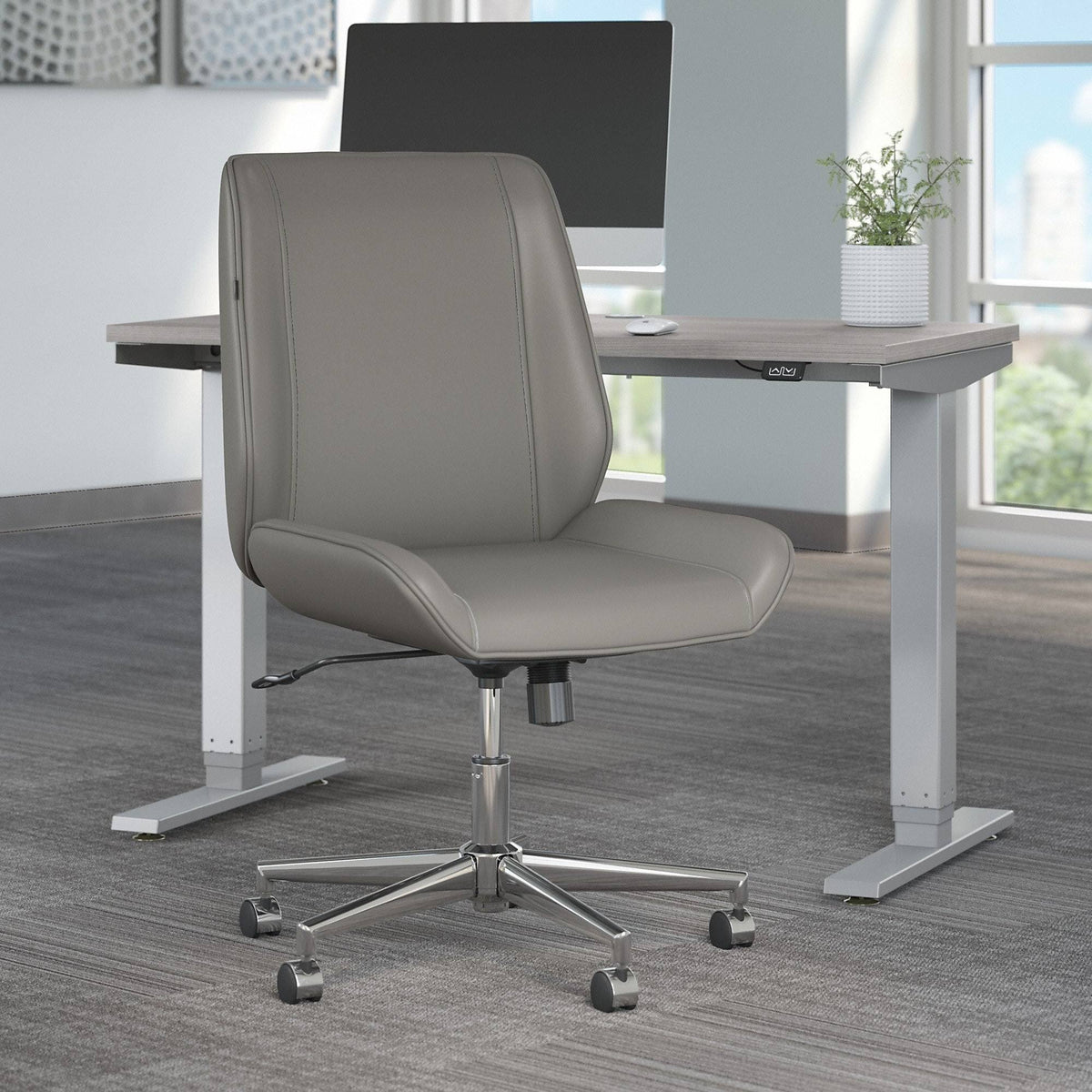 Light Gray Leather Office Chair L157