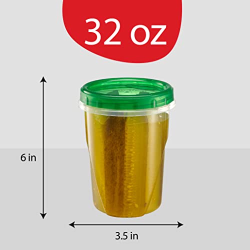 6 Pack 16 oz Green Plastic Food Storage Containers with Screw on Lid R77910