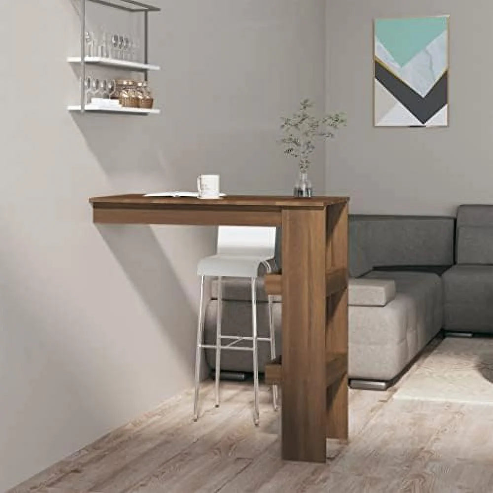 Black Engineered Wood Wall Table with Compartments E368