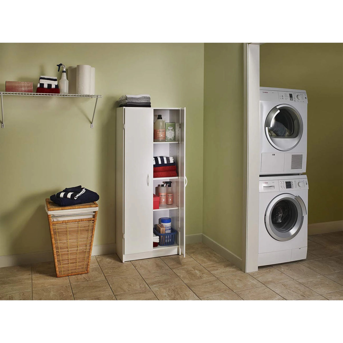 Adjustable 4 Shelf Pantry Cabinet, White S583793