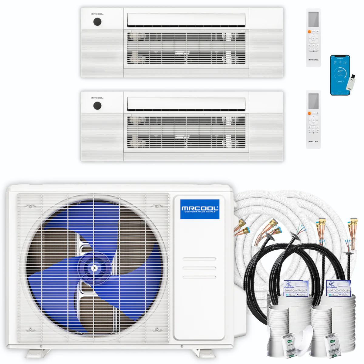 21,000 BTU 2 Zone Ceiling Cassette Ductless Air Conditioner and Heat Pump T940