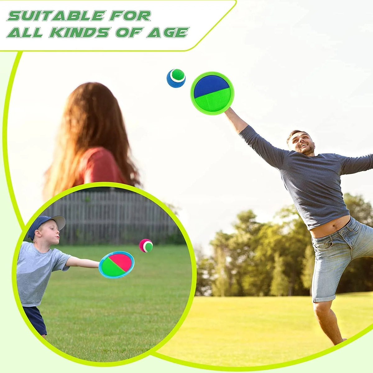 Toss and Catch Ball Set with 4 Rackets, 4 Balls, 2 Bags F96248