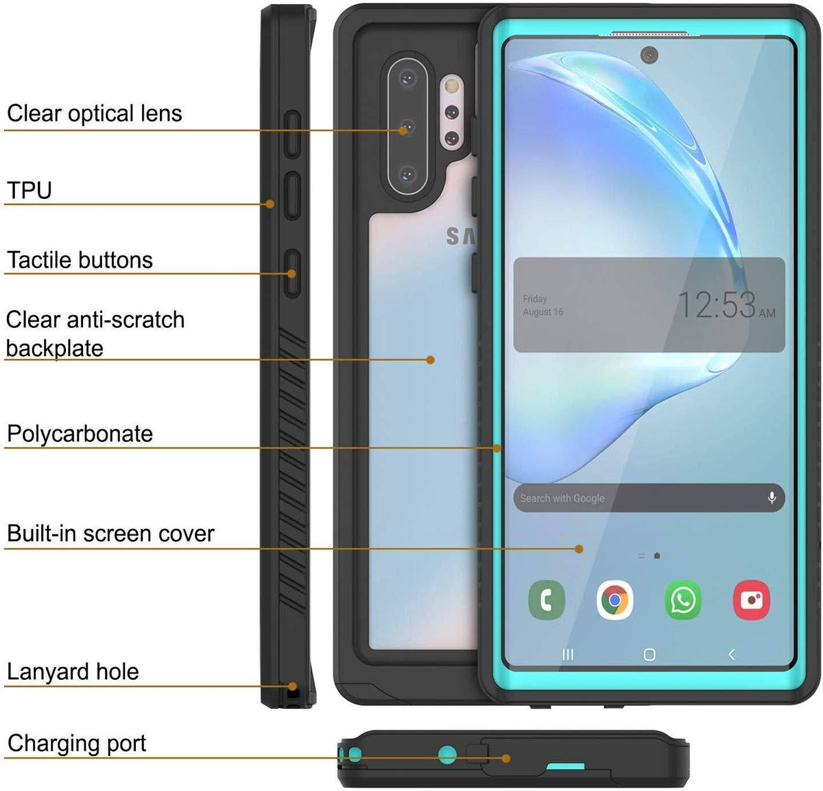 Teal Armor Case with Built in Screen Protector Z6556