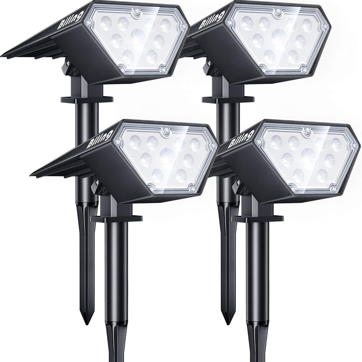 White 4 Pack Solar Spotlights with 12 LED Bulbs W930550