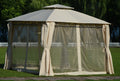 Beige Double Tiered Grill Canopy BBQ Gazebo Tent X4036