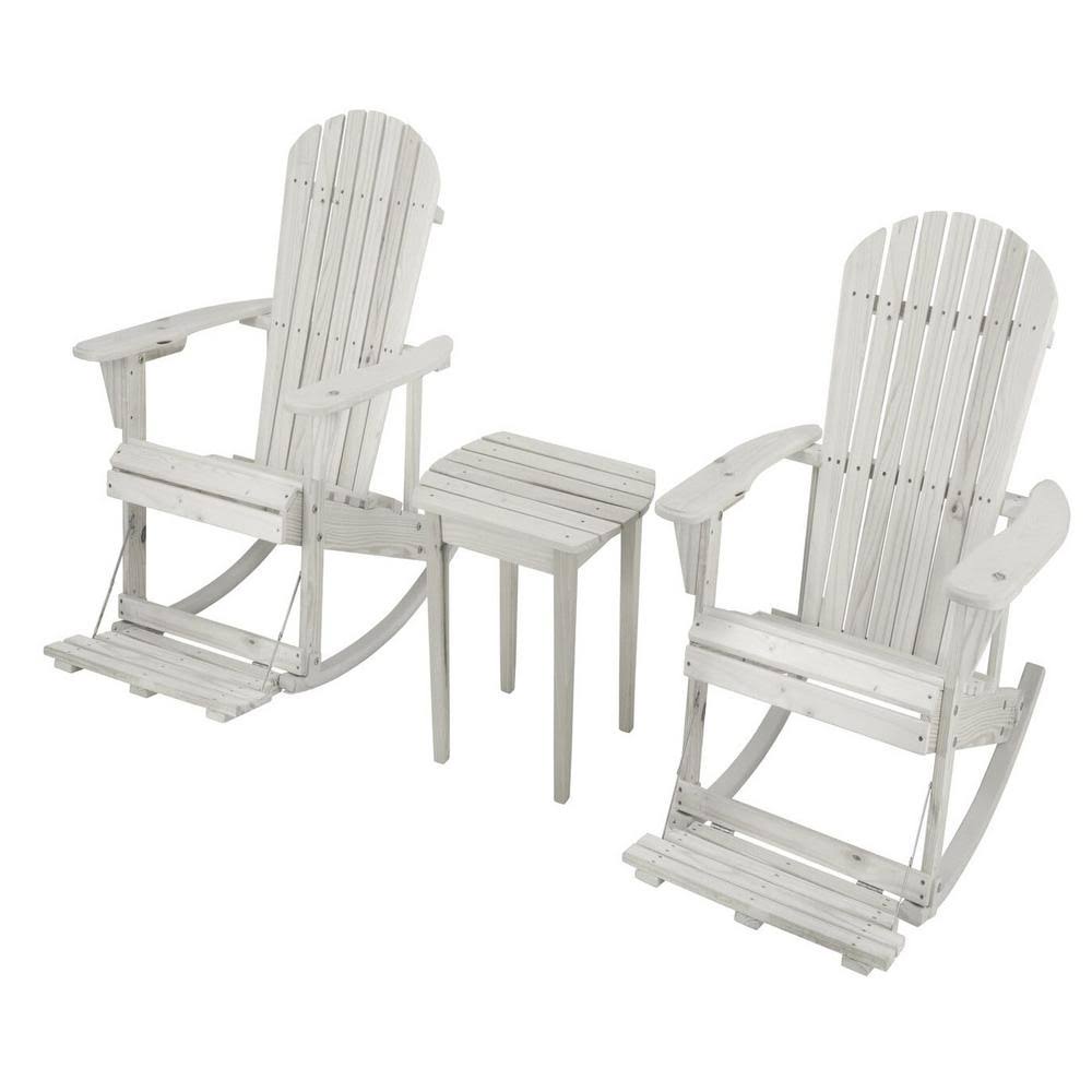 White 3 Piece Patio Adirondack Rocker Set Y134