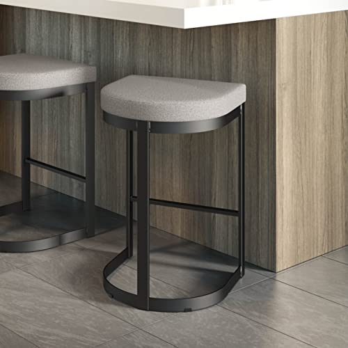 Grey and Beige Polyurethane Counter Stool with Black Metal X911116