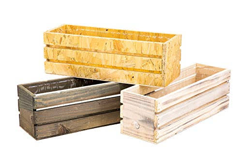Wood Planter Box with Plastic Liner, 12x4 inch Rectangular O34797