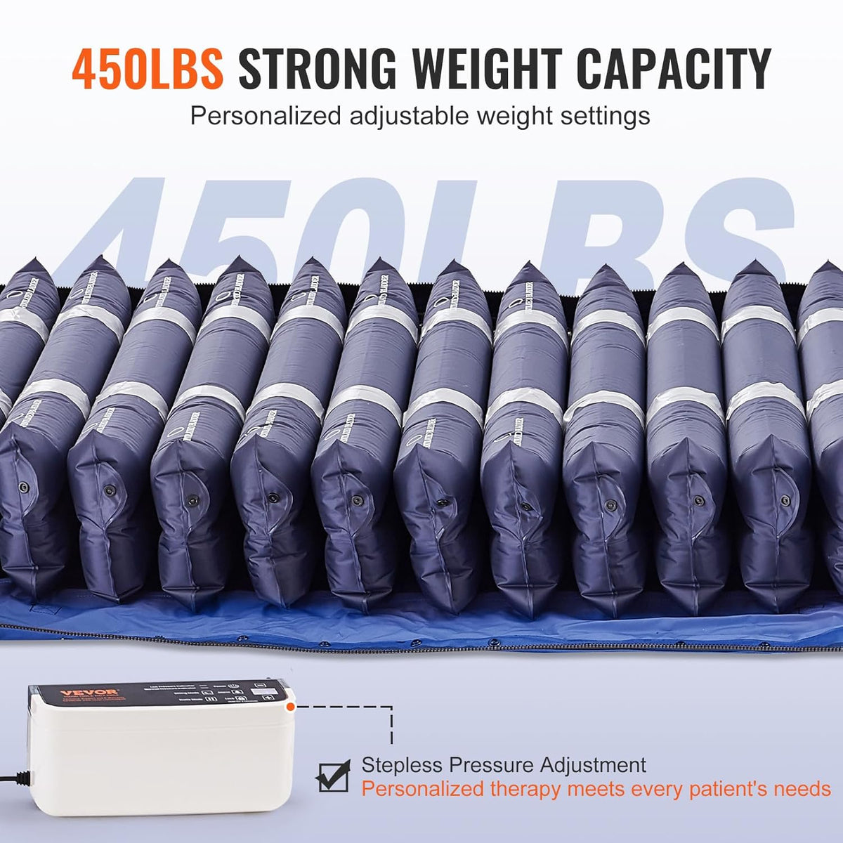 Alternating Air Pressure Mattress, Dual-Layer Pad for Hospital Beds, 450LBS Loading with Electric Quiet Pump M528941
