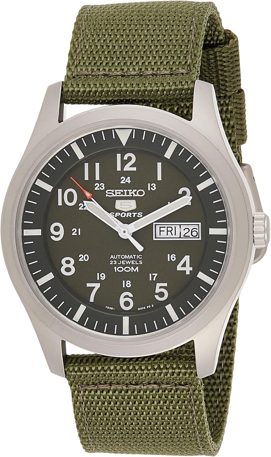 Green 42 mm Automatic Analogue Watch with Fabric Strap Q2353