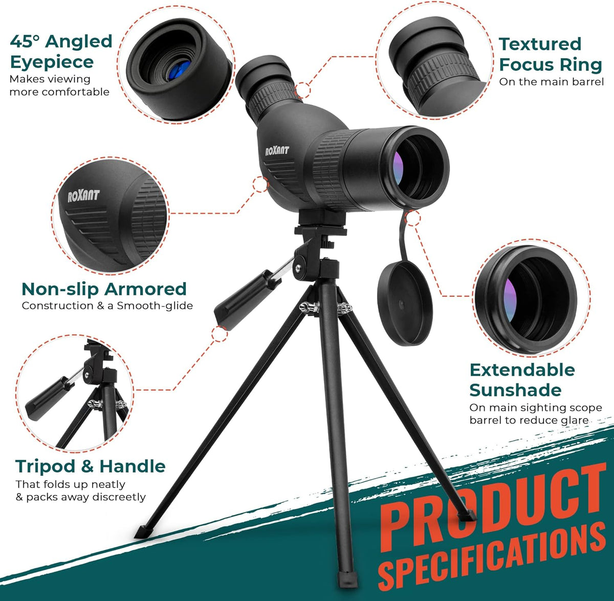 12-36x50 High Definition Spotting Scope with Tripod & Carrying Case S957