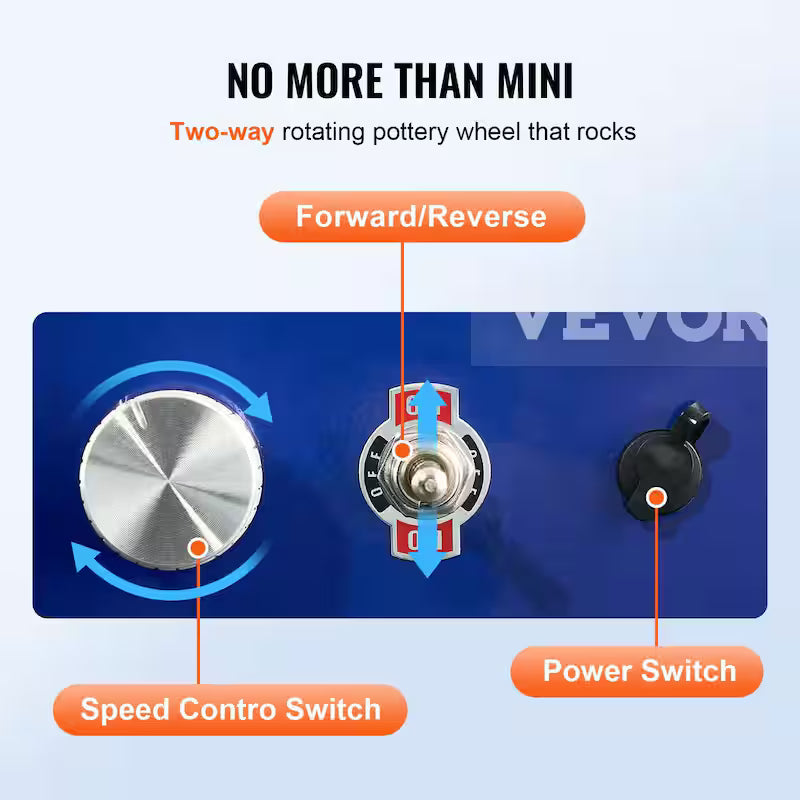 Mini Pottery Wheel 2-Turntables Ceramic Clay Forming Machine 30-Watts 0-300 RPM F291351