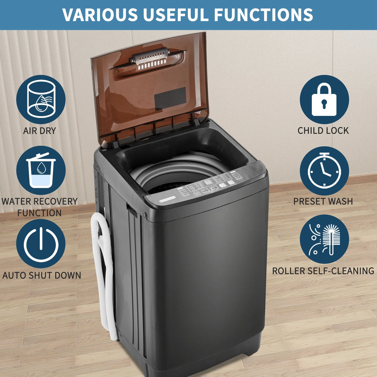 Portable Automatic Washer Machine with Drain Pump 17.6 Pounds P486882