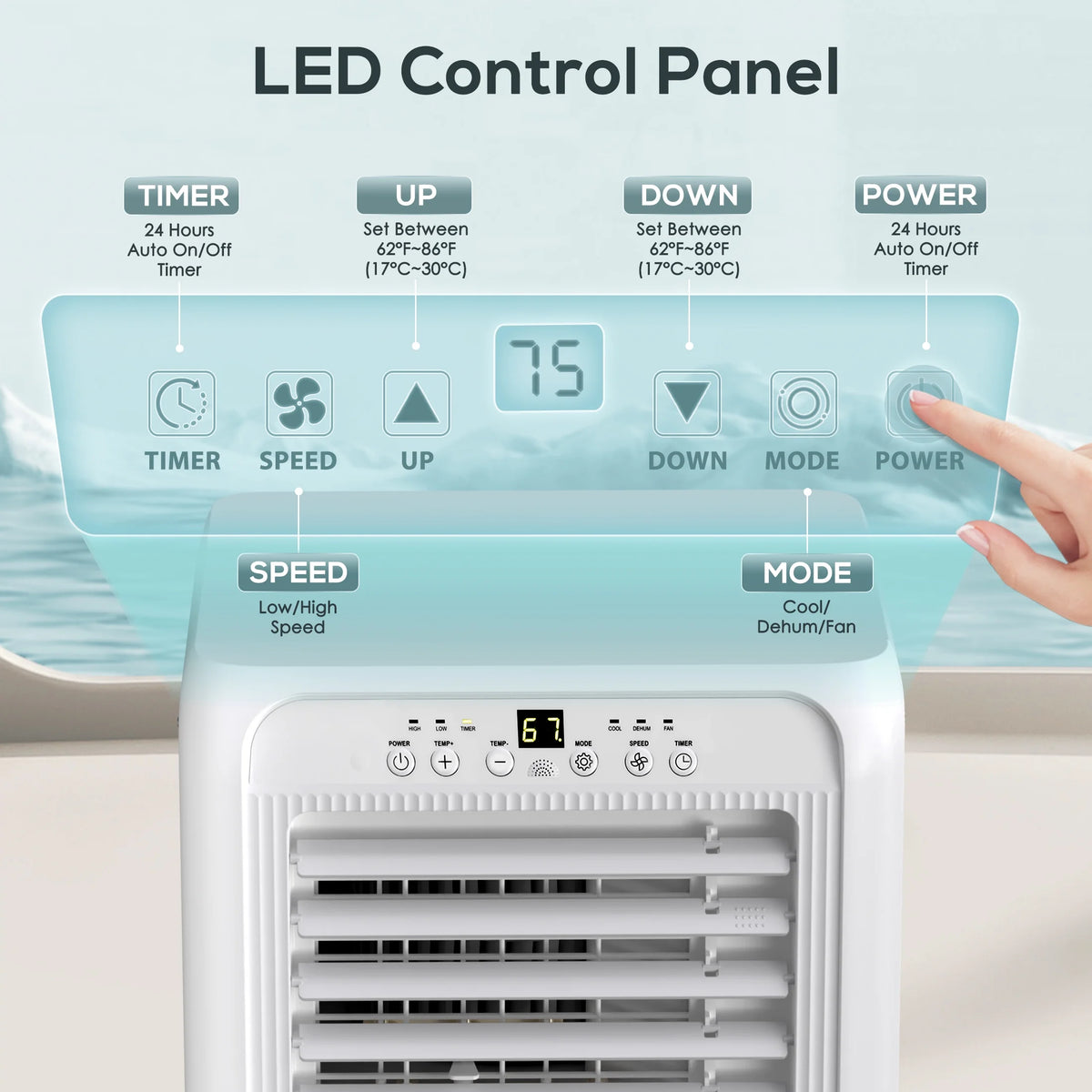 6000BTU Portable Air Conditioners 3-in-1 with Dehumidifier Fan E94113