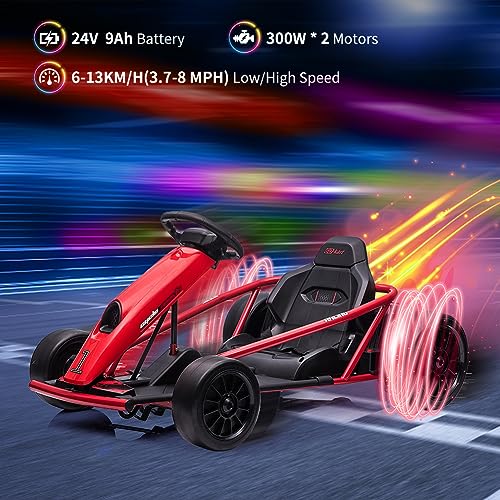 24V Go Kart for Kids with Music and Horn, Red U957