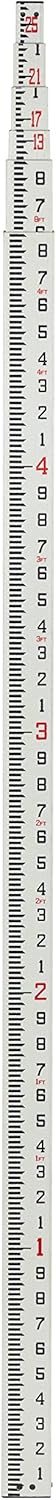 25-Foot Fiberglass Rectangular Leveling Rods, 4 Section Telescopic with Carrying Case E782