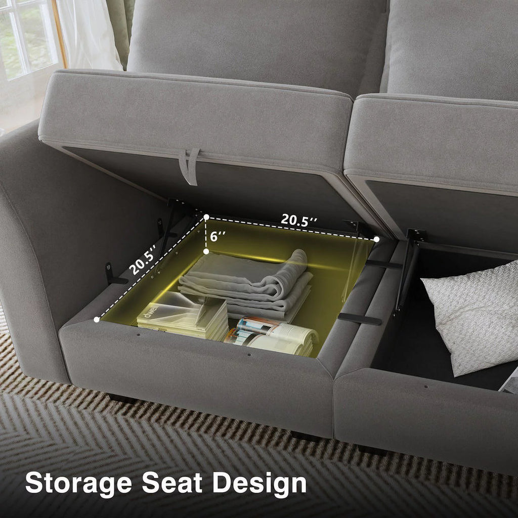 Pearl Grey Convertible Sleeper Sofa with Storage G71966