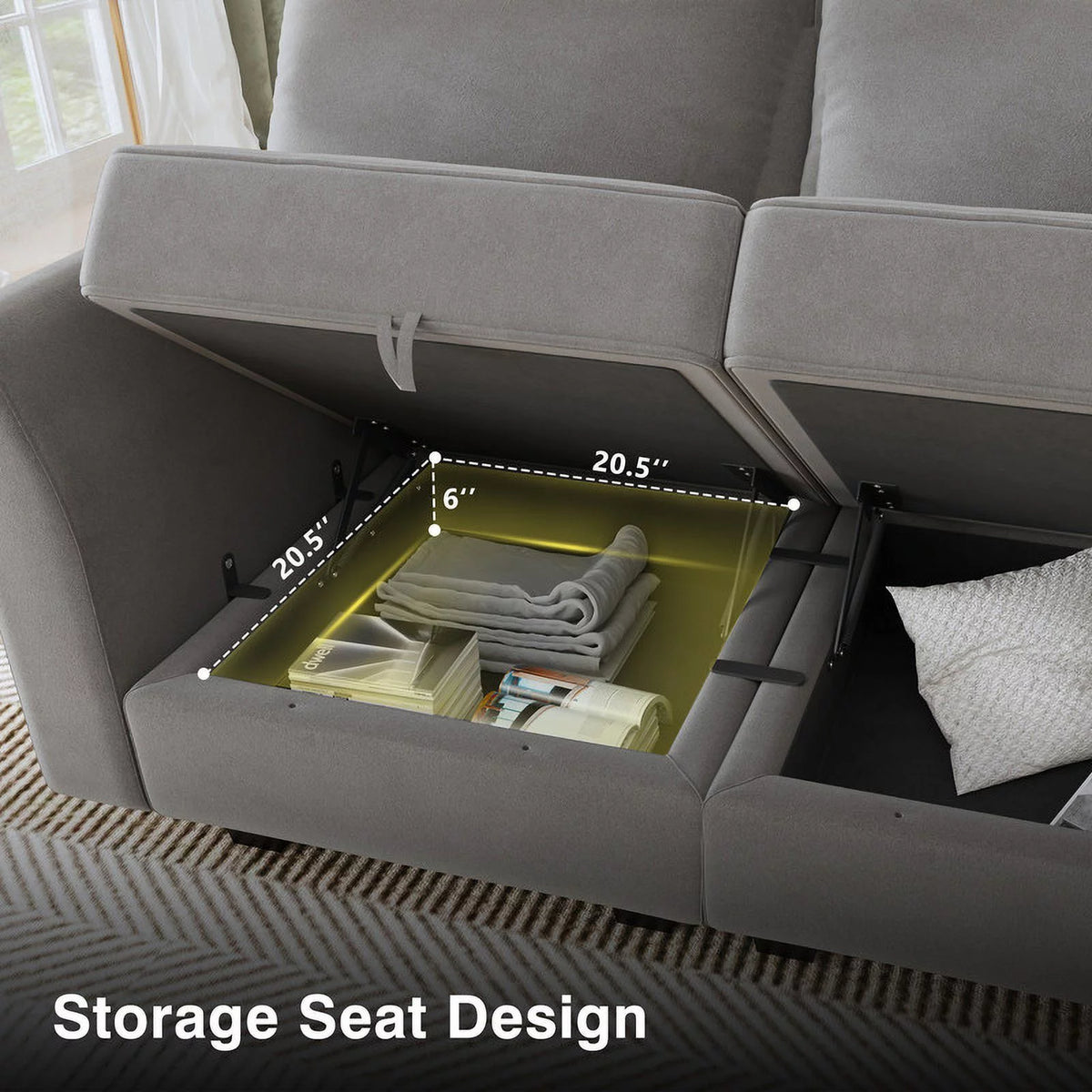 Pearl Grey Convertible Sleeper Sofa with Storage G71966