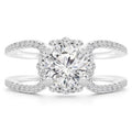 18K White Gold Round Diamond Halo Engagement Ring K83359