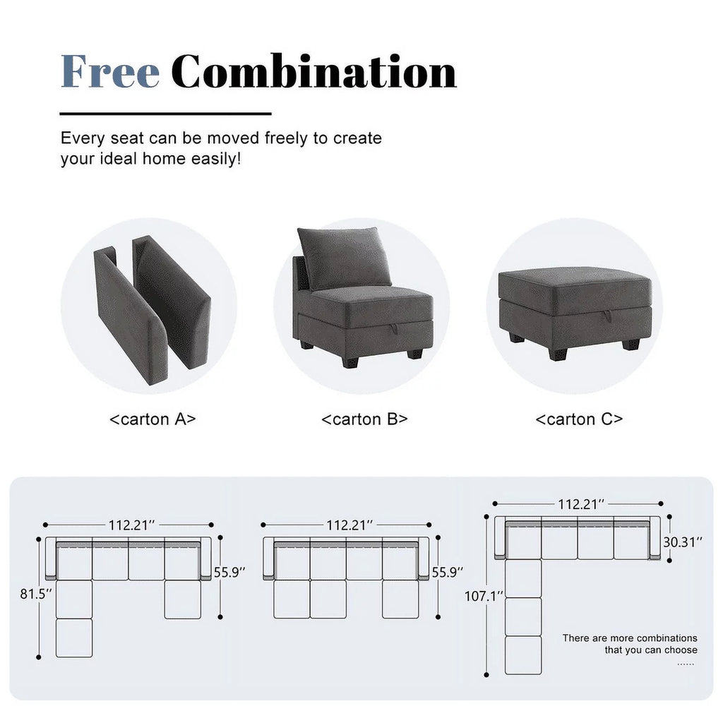 Pearl Grey Convertible Sleeper Sofa with Storage G71966