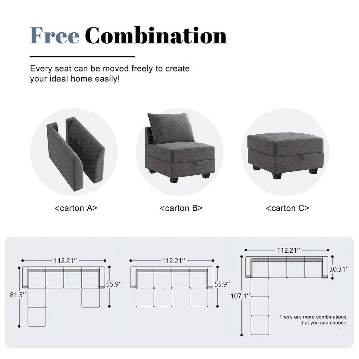 Pearl Grey Convertible Sleeper Sofa with Storage G71966