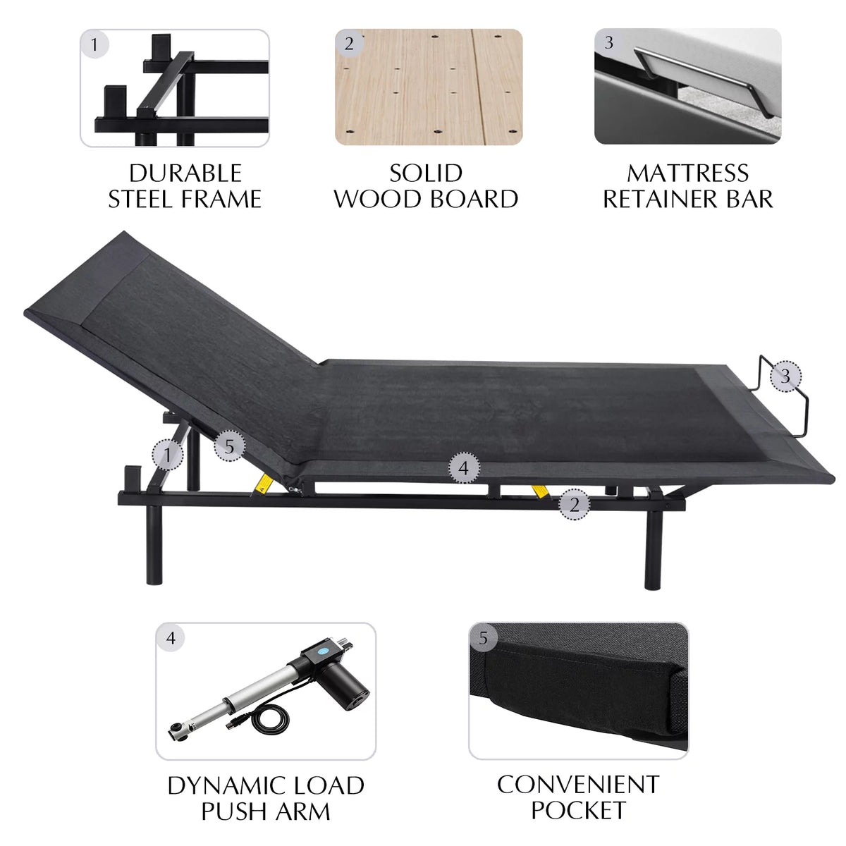 Queen Size Ergonomic Electric Adjustable Bed Base Frame B4703