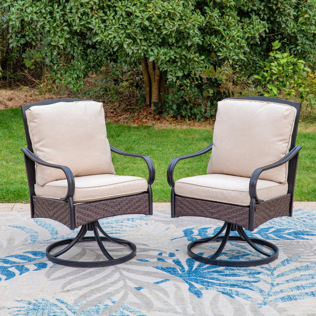5-Piece Wicker Patio Conversation Set with Fire Pit Table G756204