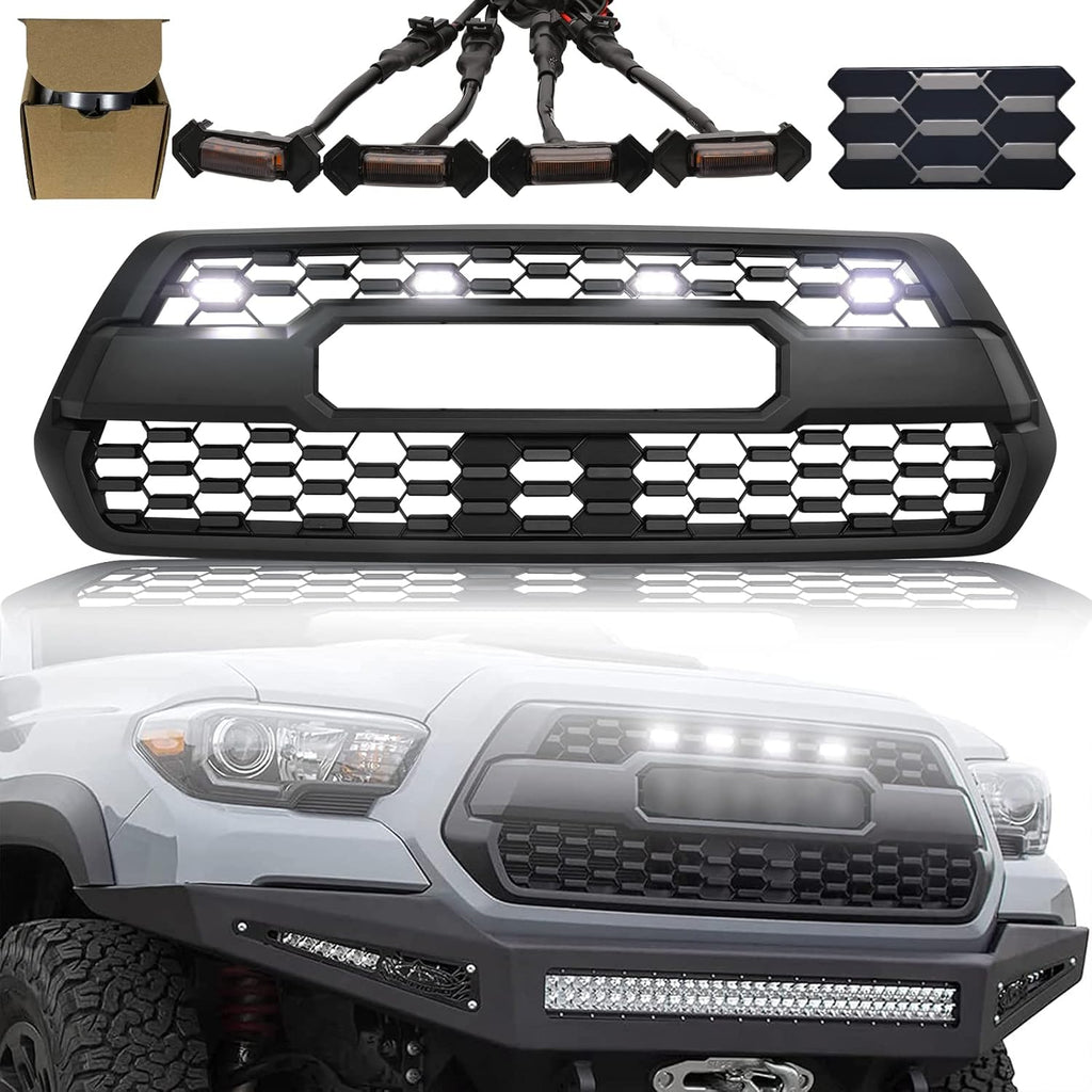 Bright Black Front Grill with Grey Letters and Amber Lights H29882