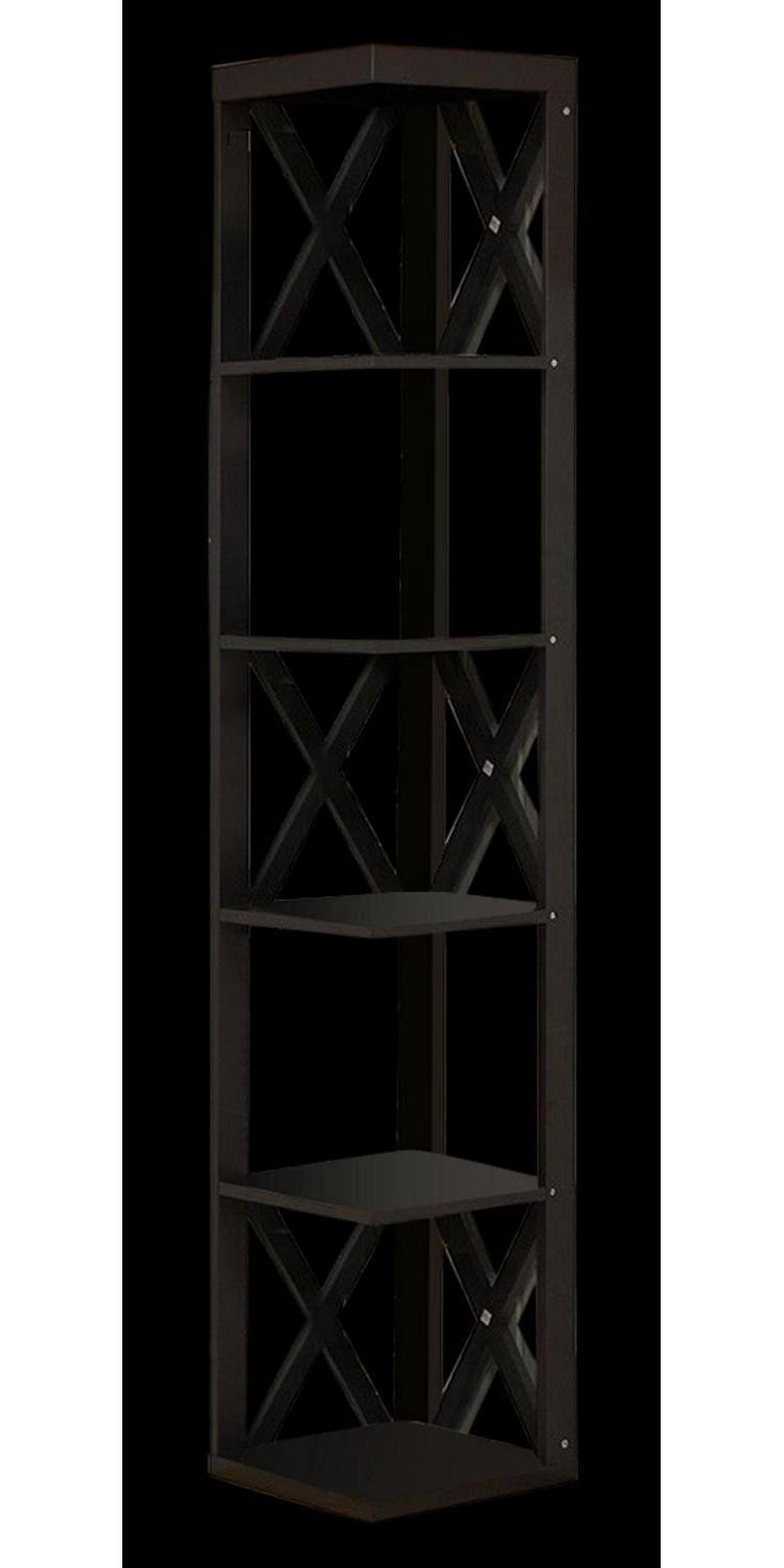 Espresso Wood 5 Tier Corner Bookcase X354924