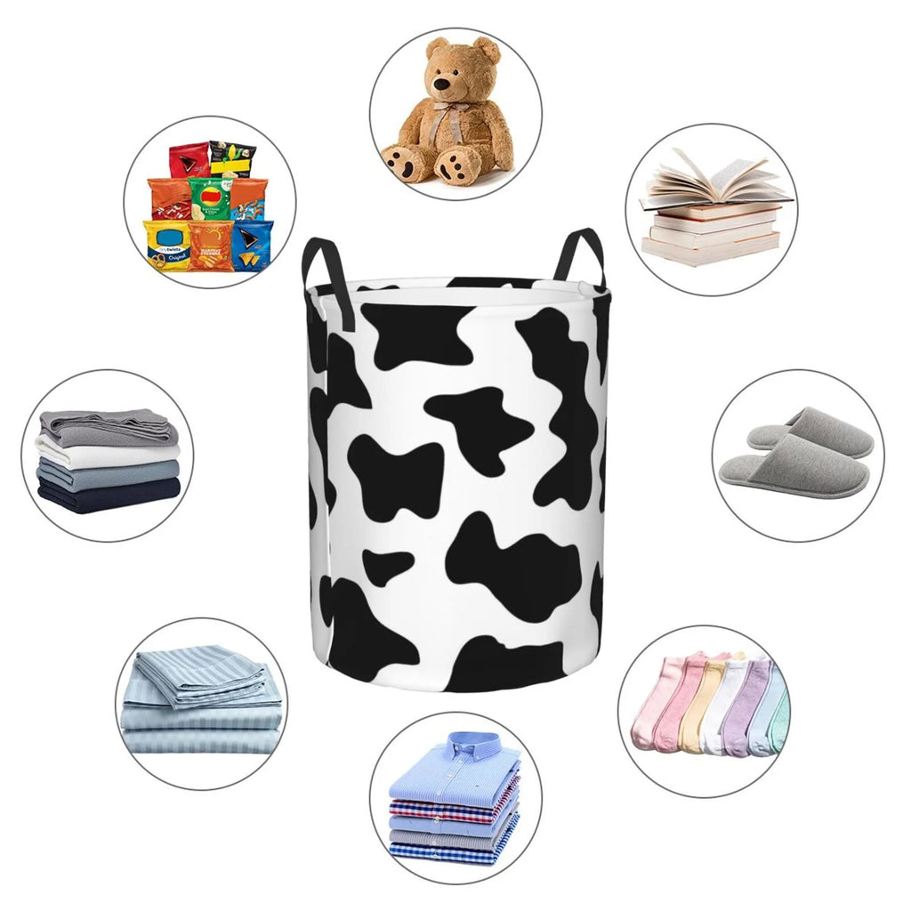 Milk Cow Laundry Hamper with Handles Collapsible Waterproof O410170