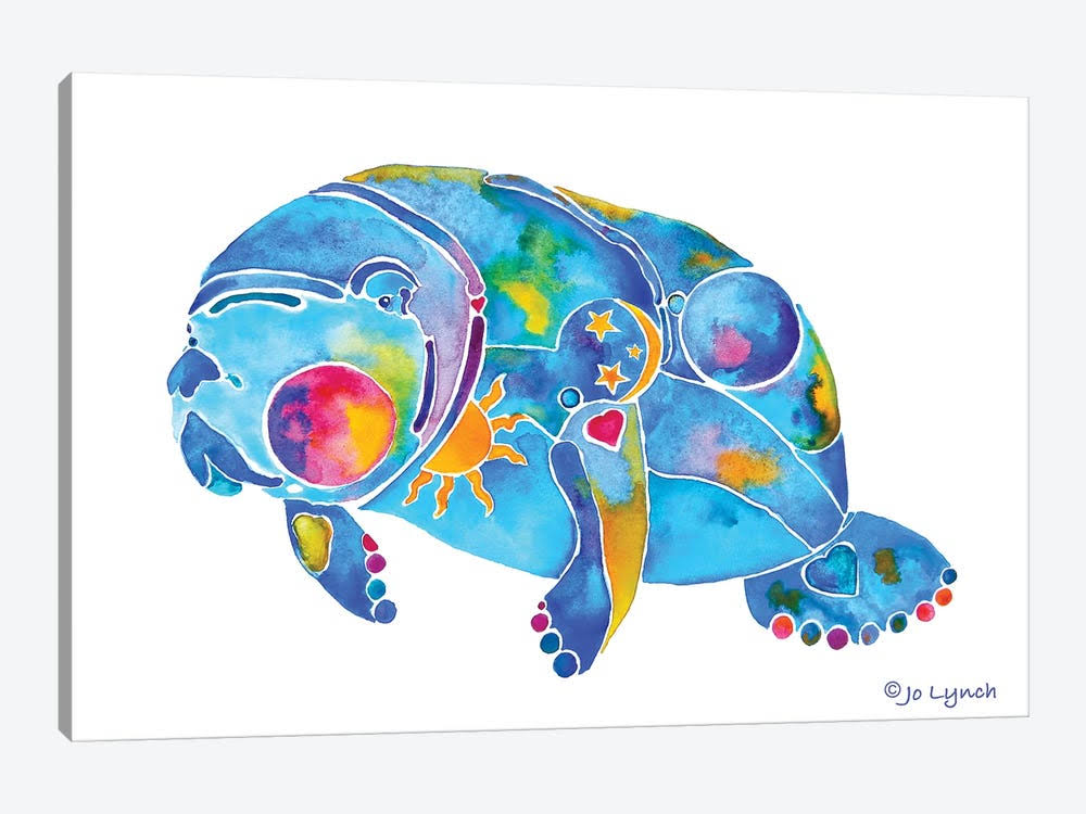Manatee Watercolor Canvas Art Wall Decor H2500