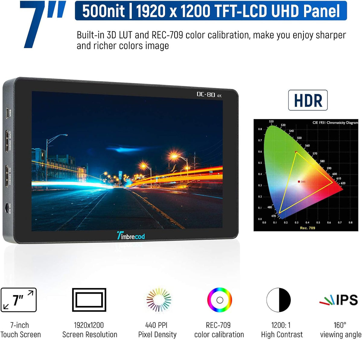 7" Touch Screen Camera Video Monitor O458