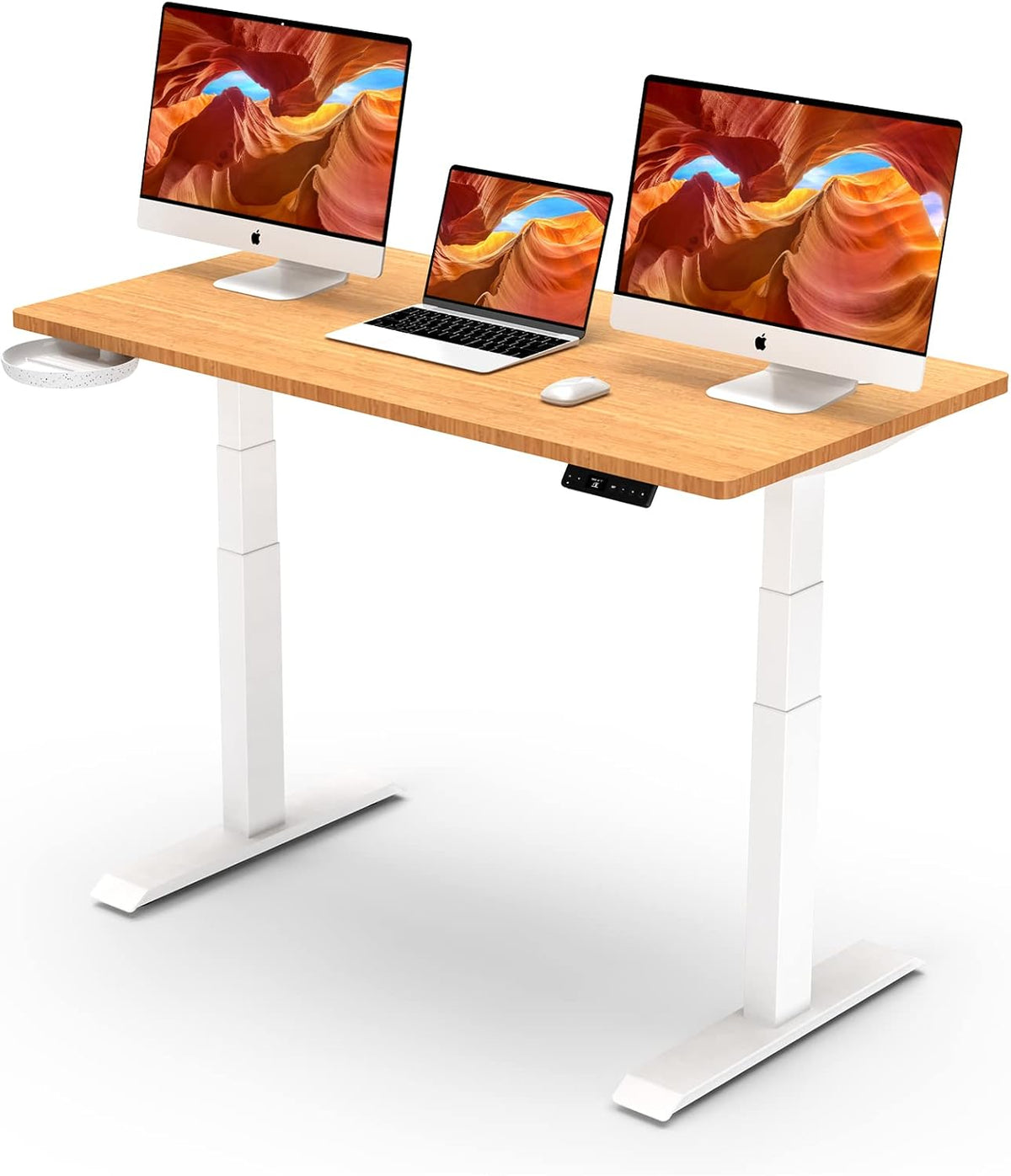 Dual Motor Electric Standing Desk, 48x24, 3-Stage Adjustable Height, White H76639