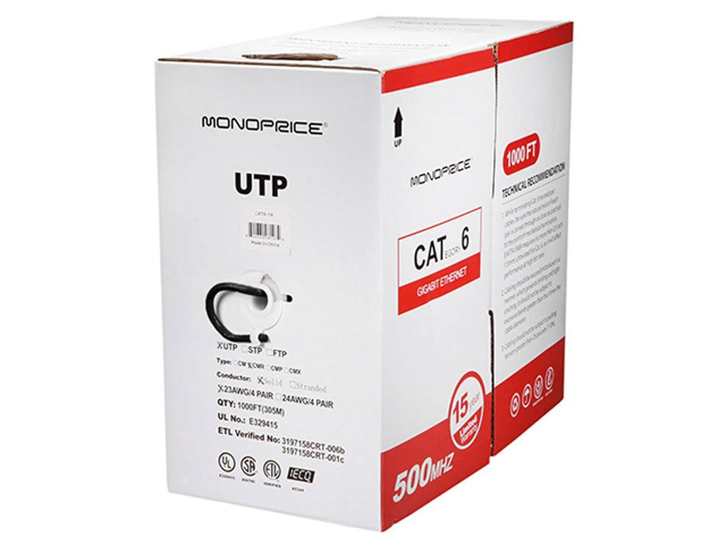 CAT 6 UTP 1000 ft Black Bulk Cable P1928