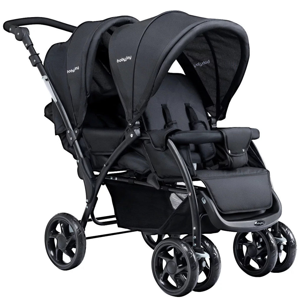 Double Foldable Lightweight Black Stroller L3665