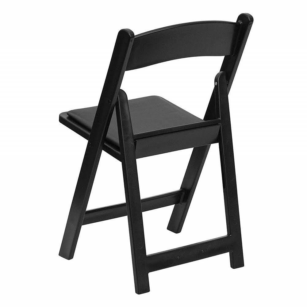 Black Resin Folding Chair with Vinyl Padded Seat J810594