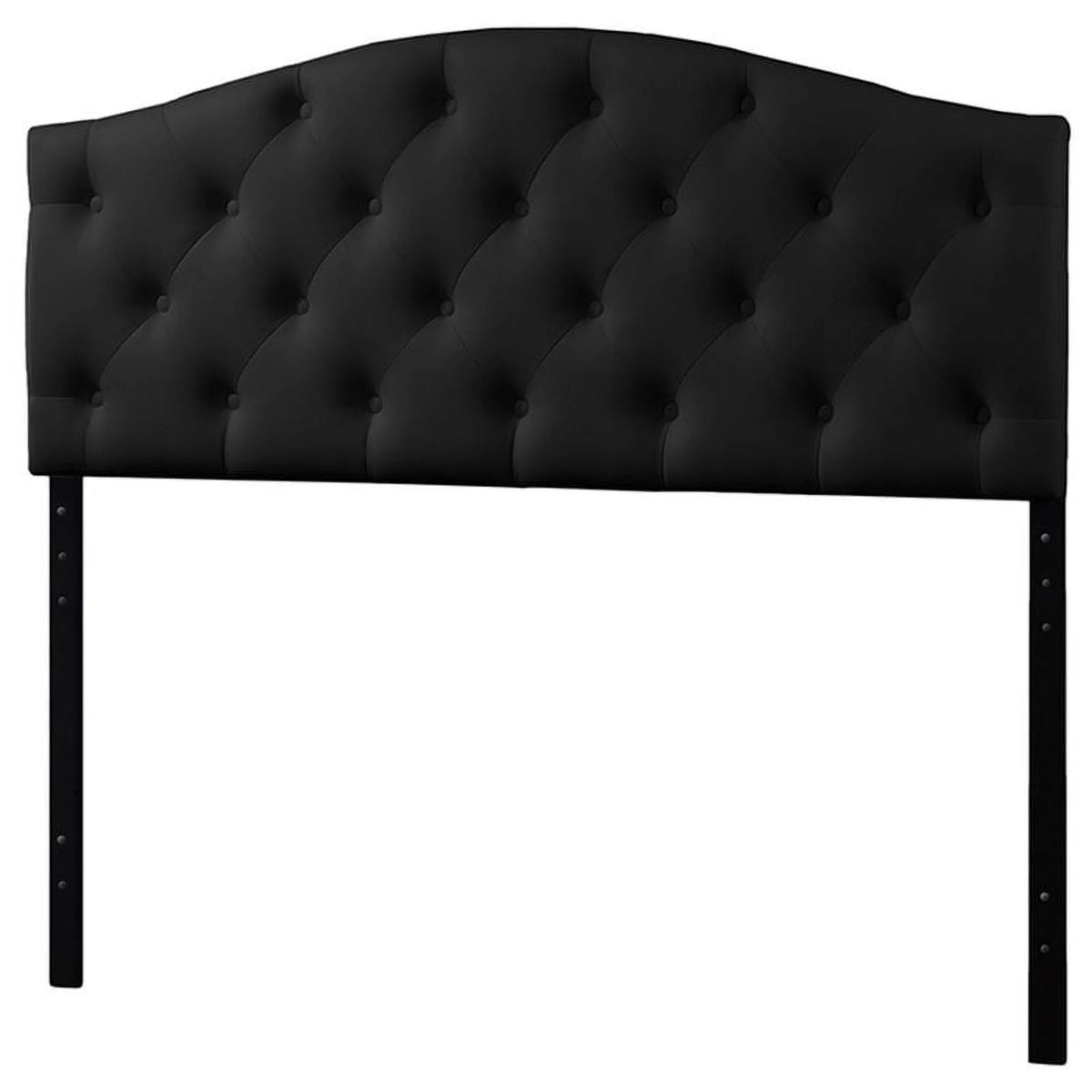 Black Faux Leather Tufted Queen Size Panel Headboard J410