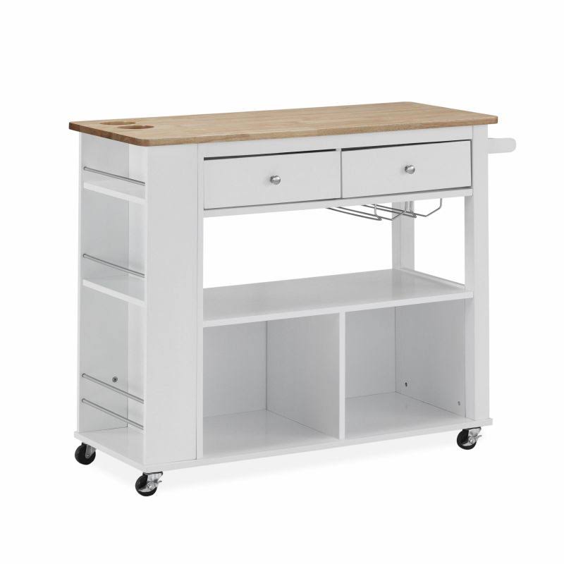 White Kitchen Cart with Storage F7428