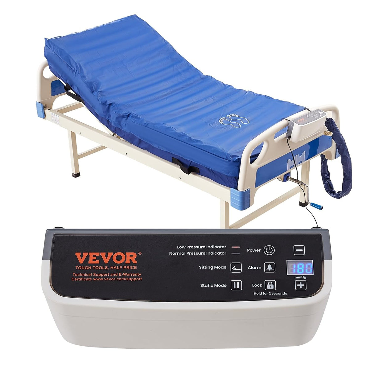 Alternating Air Pressure Mattress, Dual-Layer Pad for Hospital Beds, 450LBS Loading with Electric Quiet Pump M528941