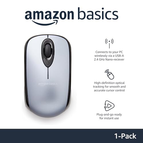 Black Wireless Optical Computer Mouse with USB Nano Receiver L304