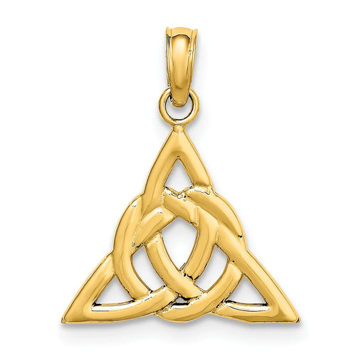 14K Yellow Gold Celtic Trinity Knot Pendant Charm with Rope Chain Necklace 18'' Q48937