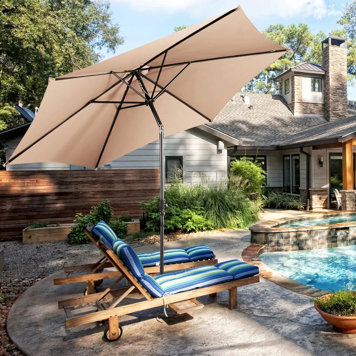10FT Beige Patio Umbrella H60941