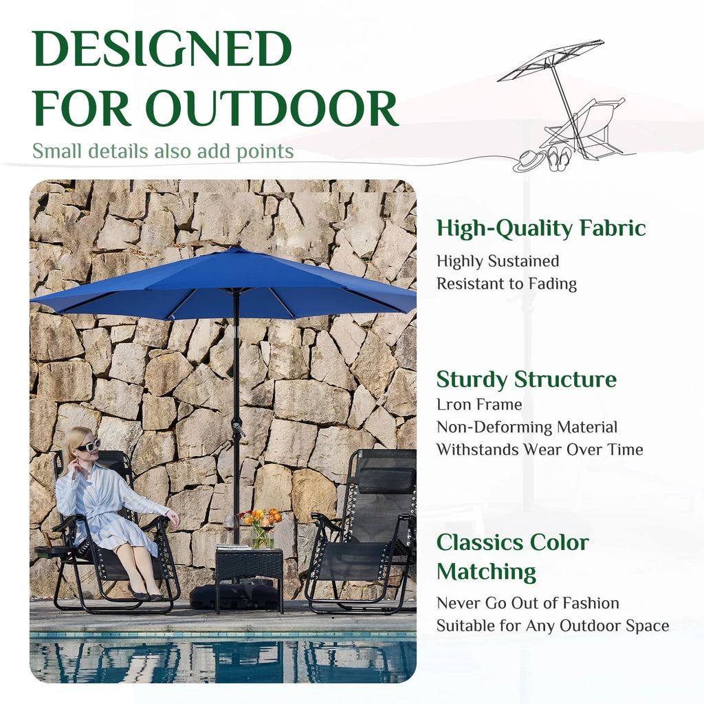 9-FT Outdoor Patio Umbrella with Push Button Tilt and Crank A967046